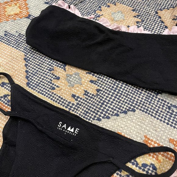 SAME Los Angeles Black and Pink Ruffle Bikini - Size Large - Picture 5 of 5